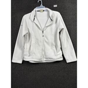Cabelas Jacket Womens Large White Fleece Full Zip Polartec Outdoor Hiking Warm